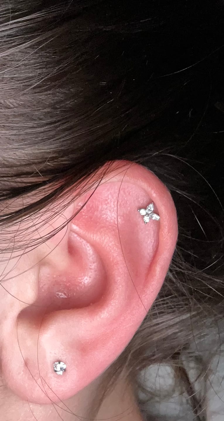 Customer photo review of Butterfly Piercing | Titan