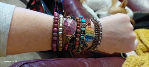 Customer photo review of Cherish the Moment - Pink Jasper Wrap Bracelet