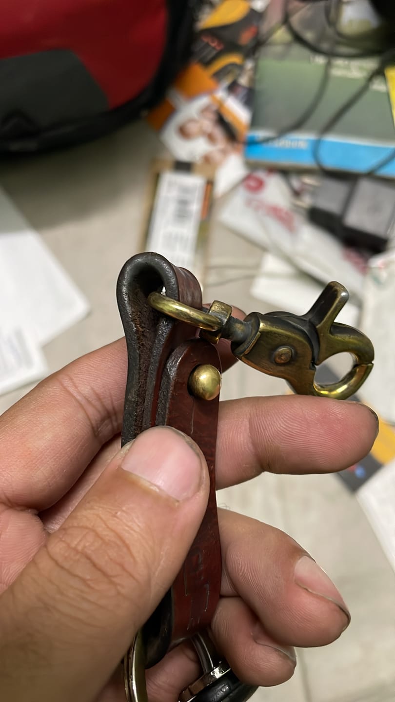 Customer photo review of key fob with antique gold