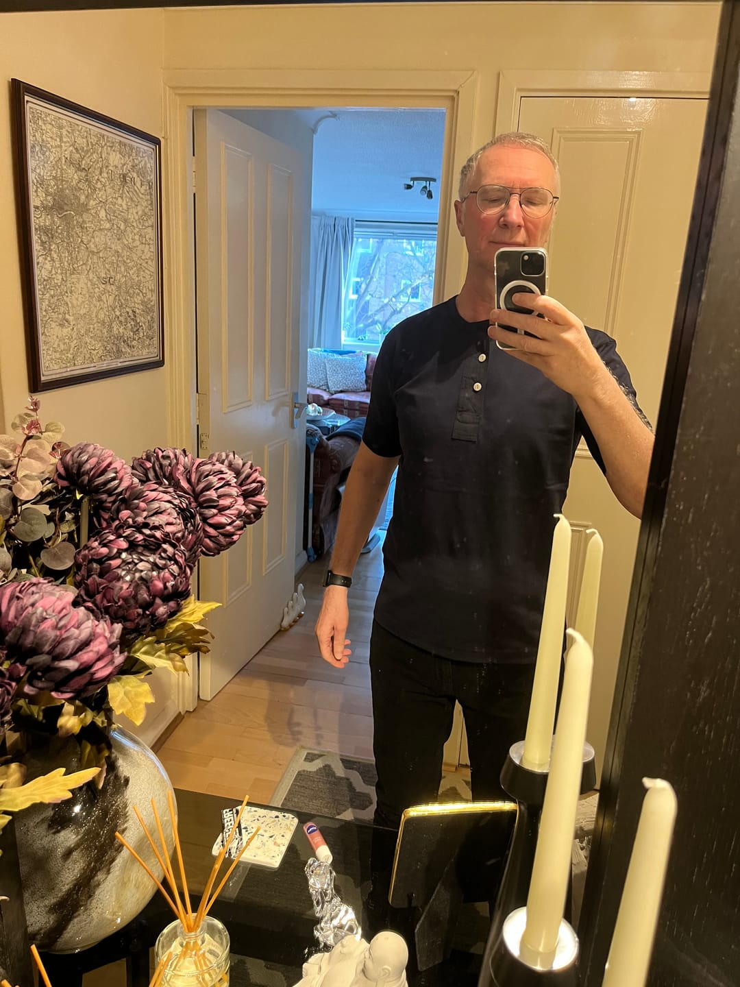 Customer photo review of Vintage Short Sleeve Henley T-Shirt - White