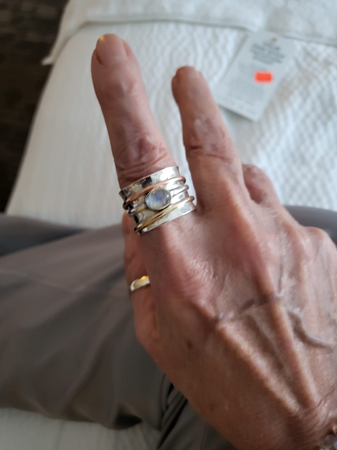 Customer photo review of Chunky Spinner Ring with Moonstone Sterling Silver