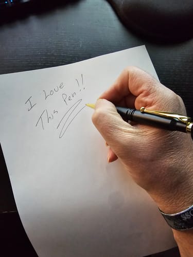 Customer photo review of .308 Real Bullet Casing Refillable Twist Pen - Tactical Gift Box - Matte Black