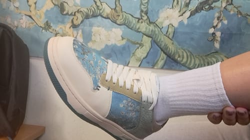 Customer photo review of Van Gogh Almond Blossoms inspired sneakers