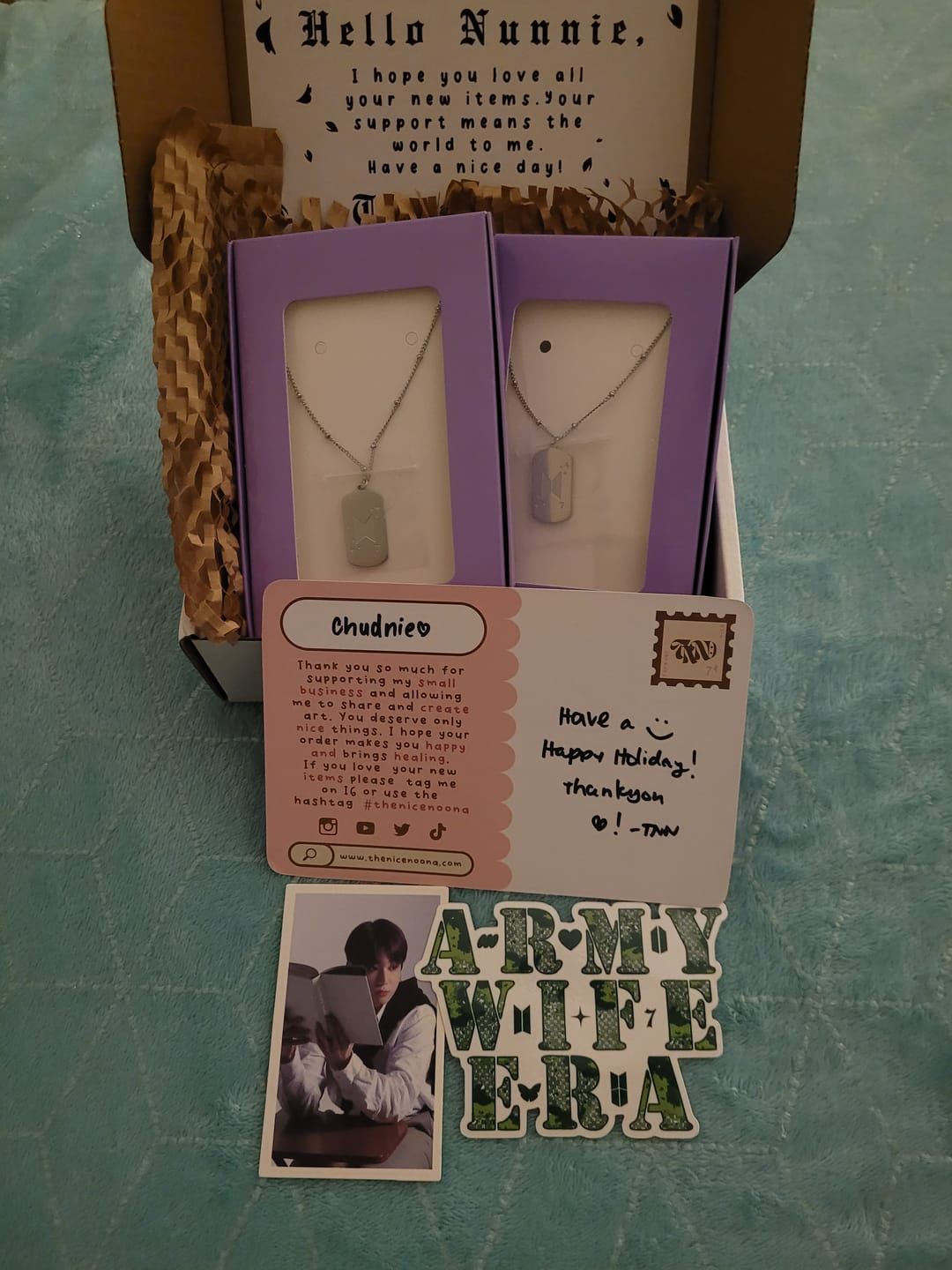 Customer photo review of BTS Army Name Tag Necklace