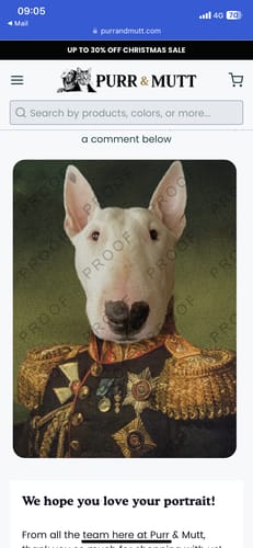 Customer photo review of The General – Custom Vintage Pet Canvas
