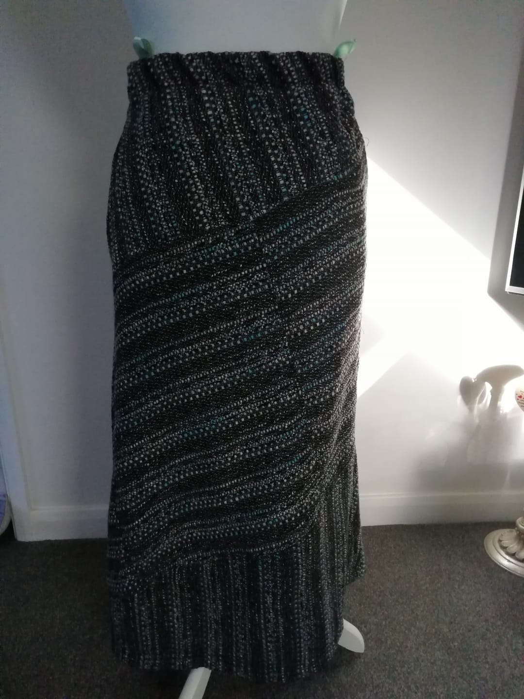 Customer photo review of Blue and Grey Boucle Fabric