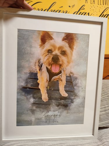 Customer photo review of Foto de tu mascota en estilo acuarela | Regalo para cachorros, perros y gatos