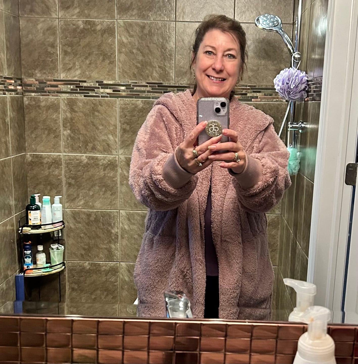 Customer photo review of Teddy Bear Plush Cardigan (Dusty Lilac)