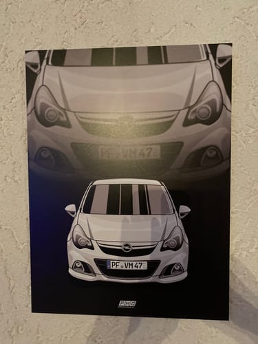 Customer photo review of Dein handgezeichnetes Fahrzeug als Metall Poster