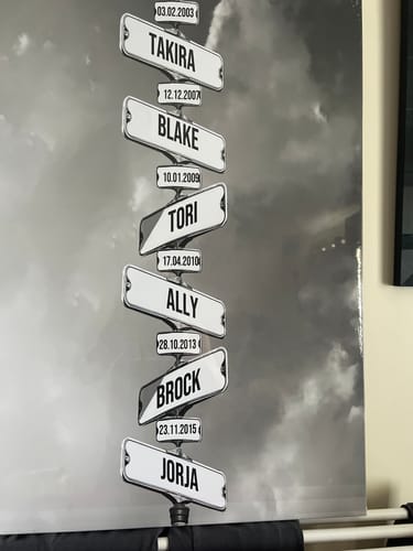 Customer photo review of DATE OF BIRTH OF CHILDREN by Cstm Canvas