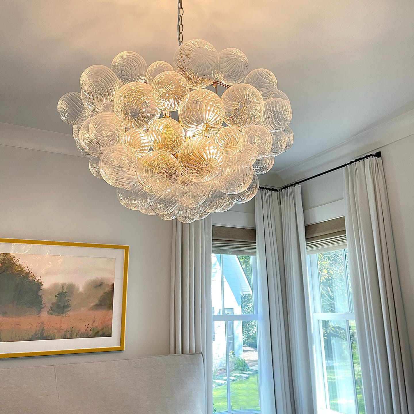 Customer photo review of Modern Decorative Swirled Glass Cluster Bubble Chandelier