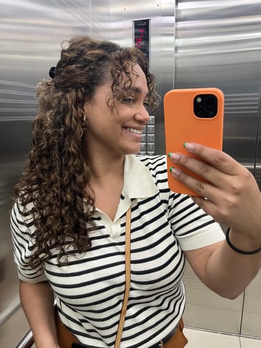 Customer photo review of Curly Dark Ash Brown