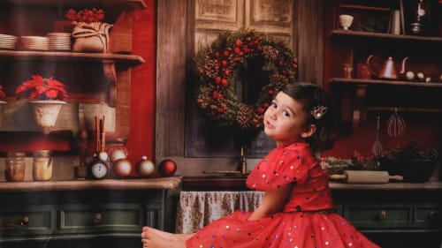 Customer photo review of Kate Christmas Kitchen Backdrop Designed by Mandy Ringe Photography