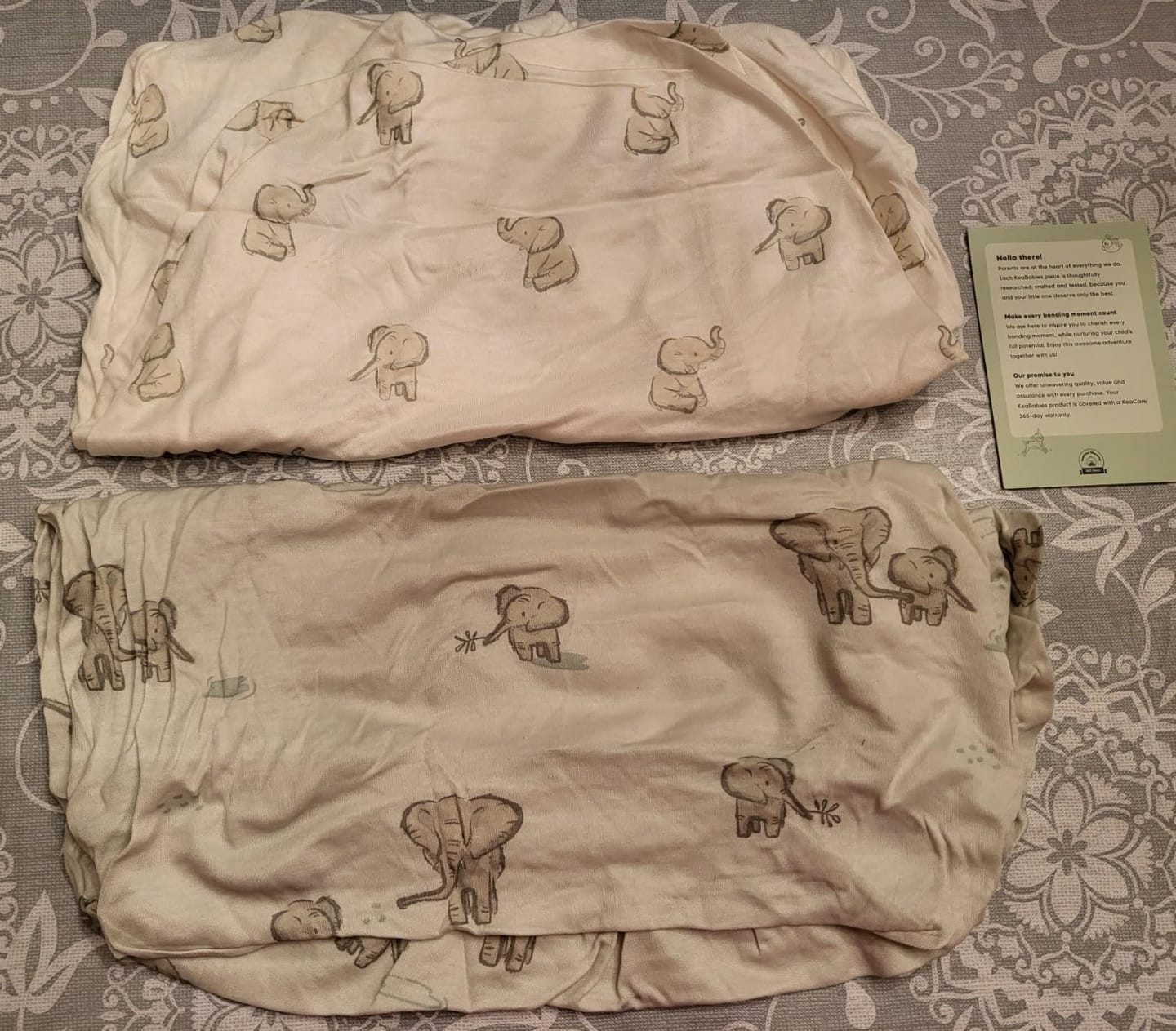 Customer photo review of 2-Pack Isla Fitted Bassinet Sheets