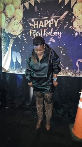 Customer photo review of Zip-Front Faux-Leather Hoodie