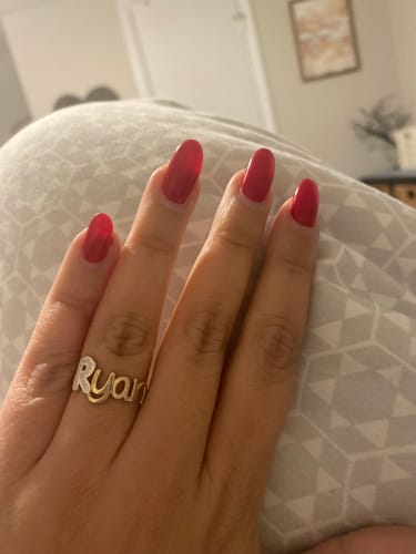 Customer photo review of Zirconia Initial Script Name Ring