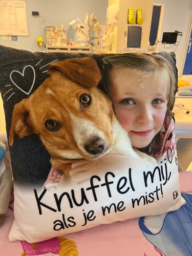 Customer photo review of Knuffel mij als je me mist - Gepersonaliseerde kussen