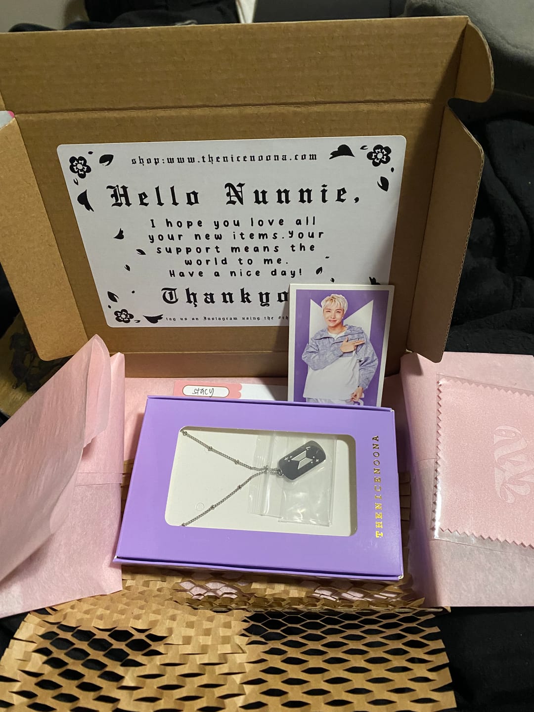 Customer photo review of BTS Army Name Tag Necklace