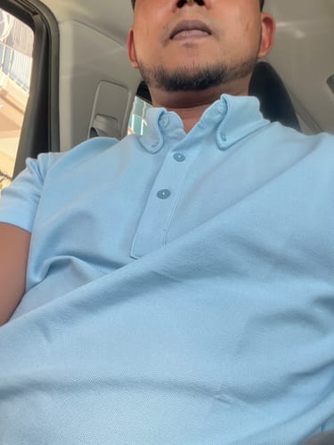 Customer photo review of Dante Polo Button Down Short Sleeve - Light Blue