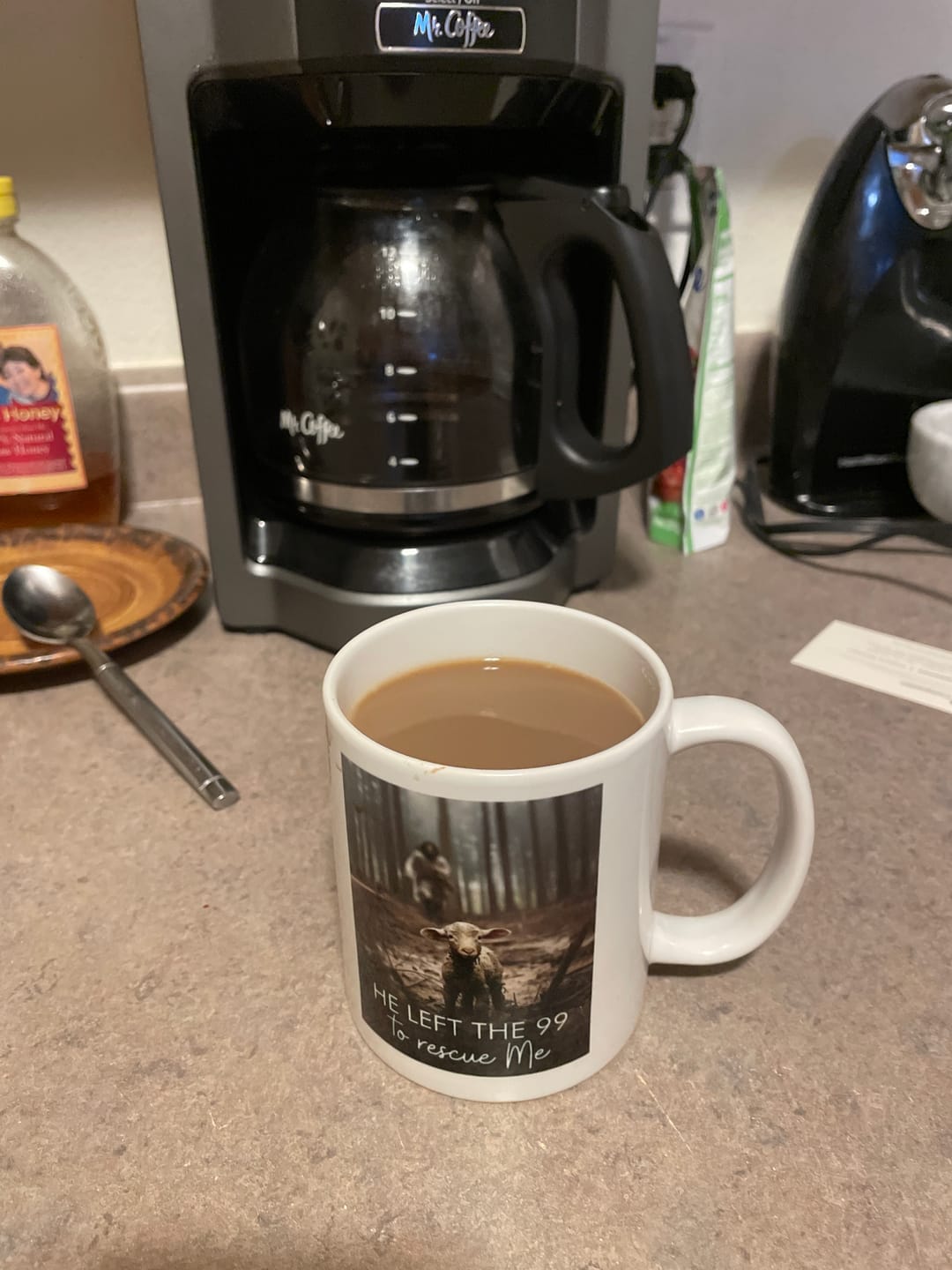 Customer photo review of He Left the 99 to Rescue Me, Jesus and Lost Sheep, Coffee Mug