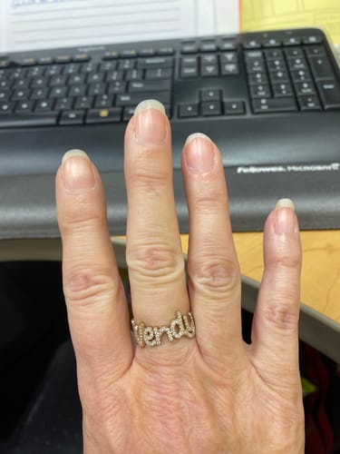 Customer photo review of Iced Out Script Name Ring