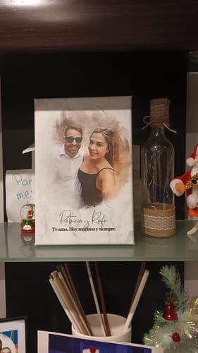 Customer photo review of Tu foto en estilo acuarela | Regalo personalizable para pareja, novia y novio