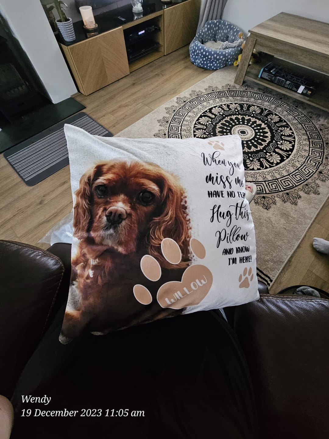 Customer photo review of When you miss me - Personalised pillow