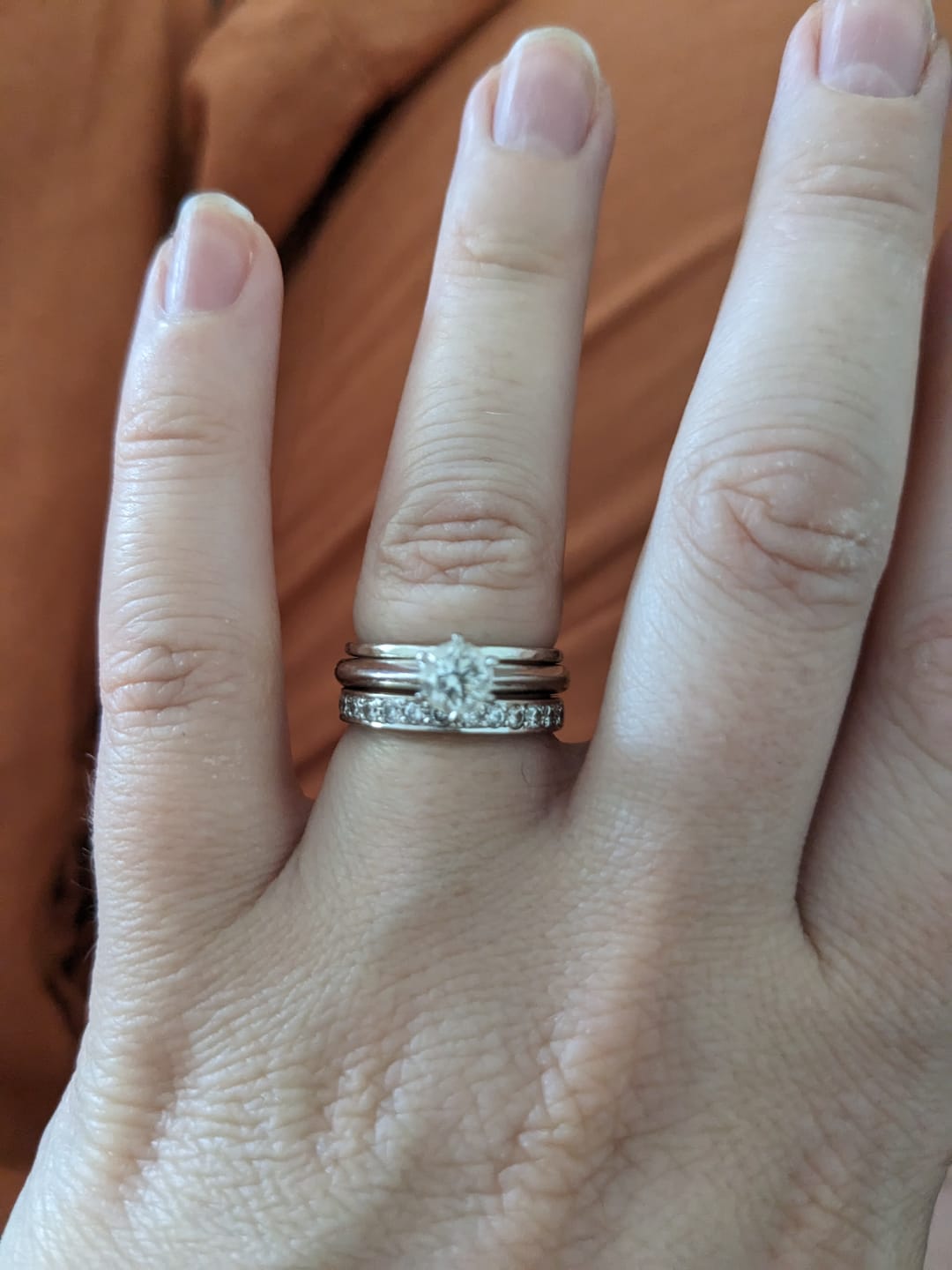 Customer photo review of Thin Silver Stacker Ring
