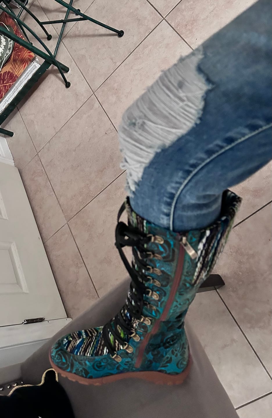 Customer photo review of Leather Handmade Comfortable Casual Walking Boots