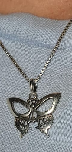 Customer photo review of Just Love Skulls Silver Necklace