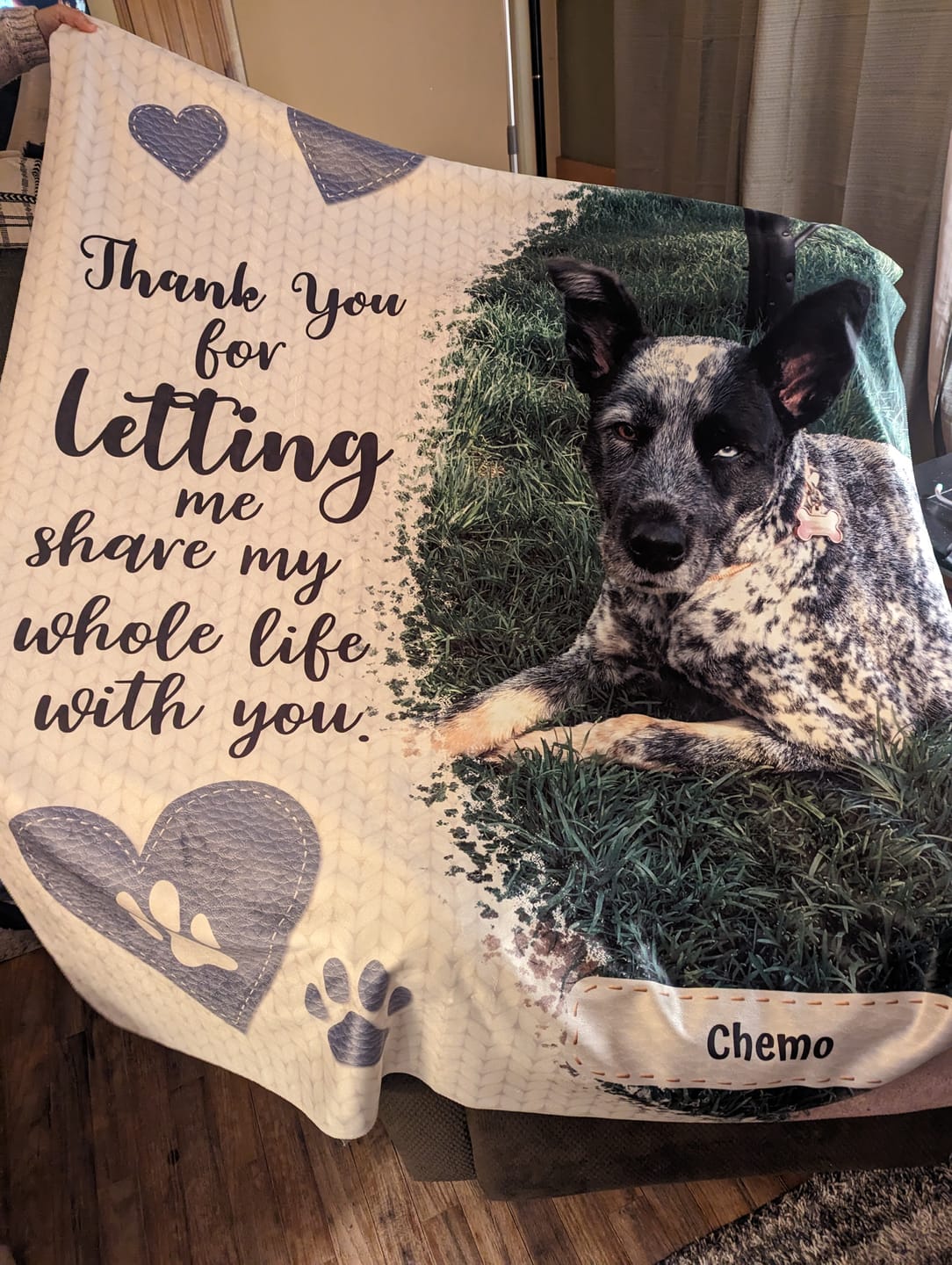 Customer photo review of Thank you - Personalized blanket