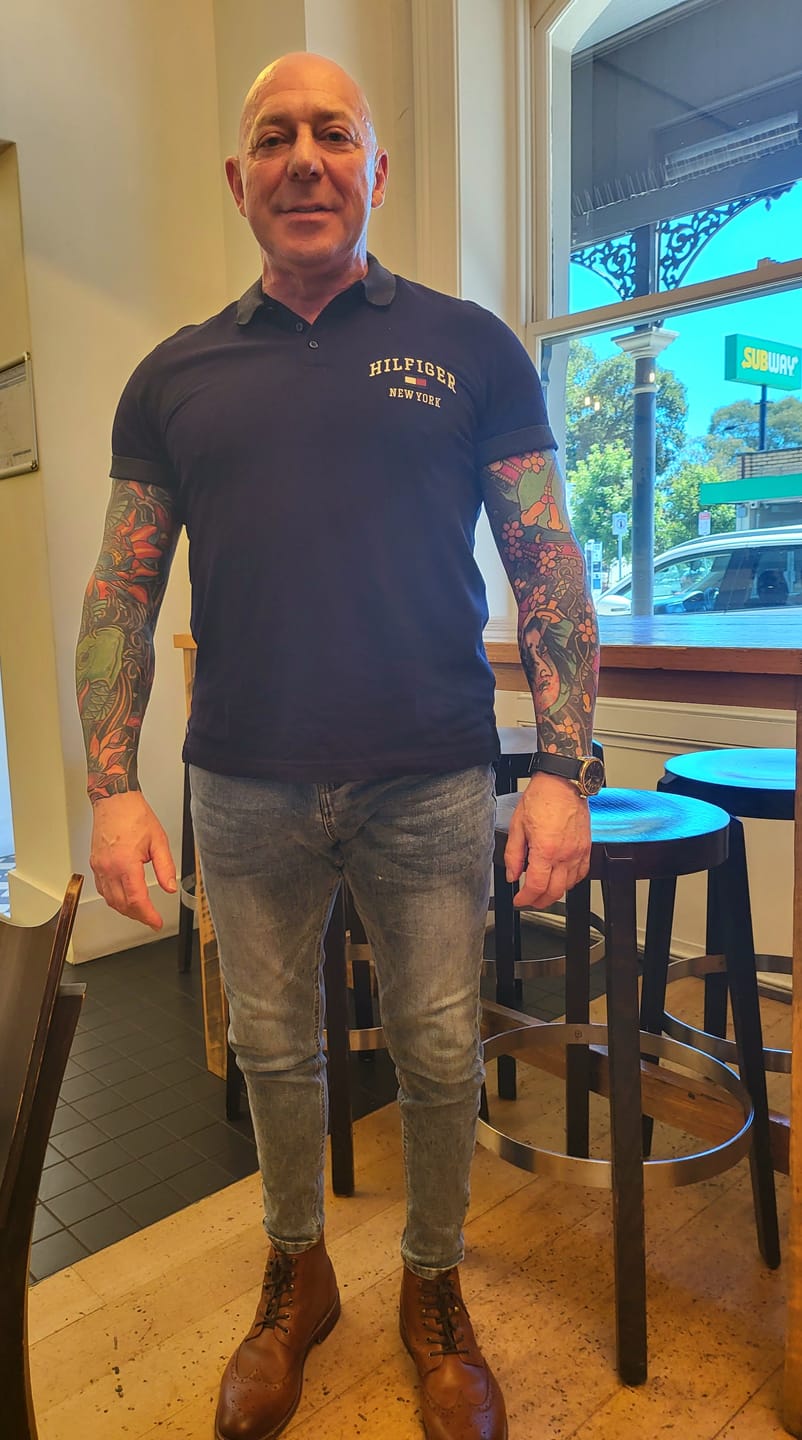Customer photo review of Washed Blue Jeans