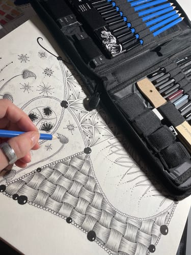 Customer photo review of 40 Teiliges Graphitstift Kunstset Zum Zeichnen Und Skizzieren In Einem Etui Mit Reißverschluss