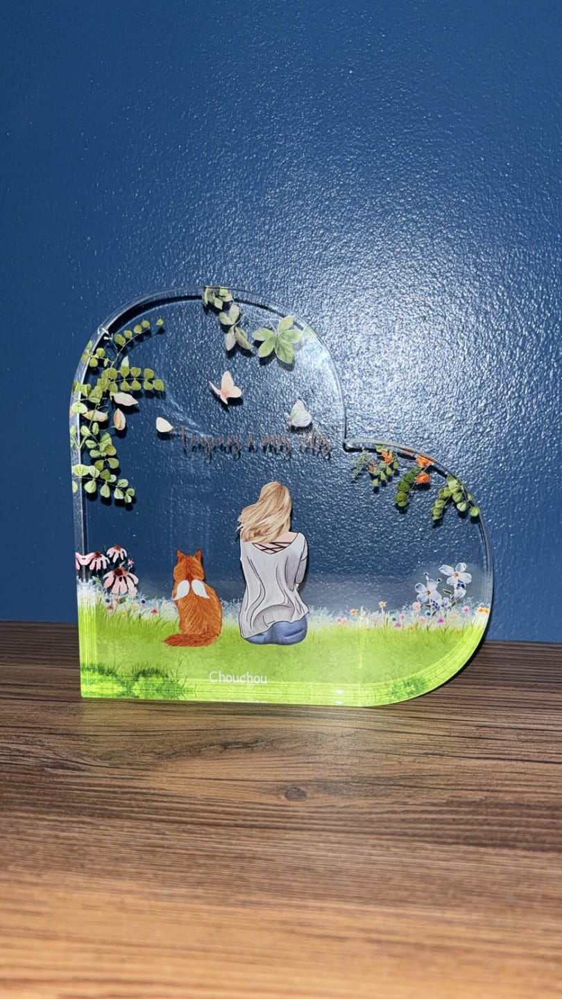Customer photo review of Toujours à mes côtés - Cœur en verre personnalisé