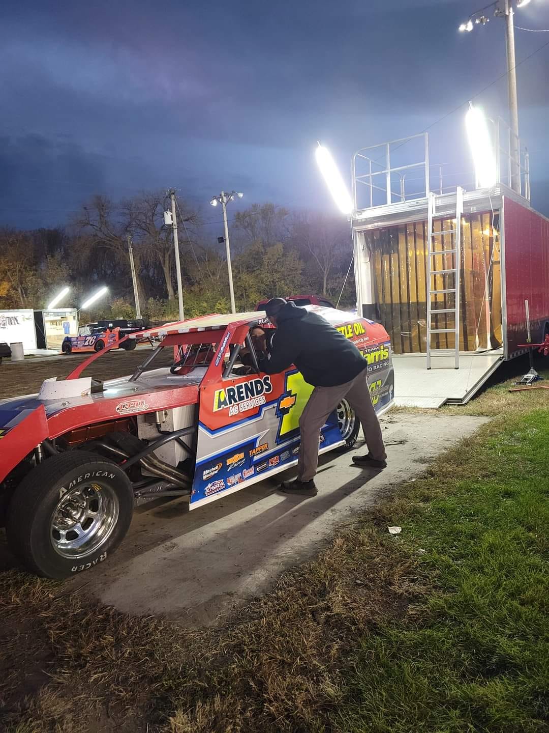 Customer photo review of Racing Trailer Pit Light – Dual 5 Foot Pole 20,000 Lumens