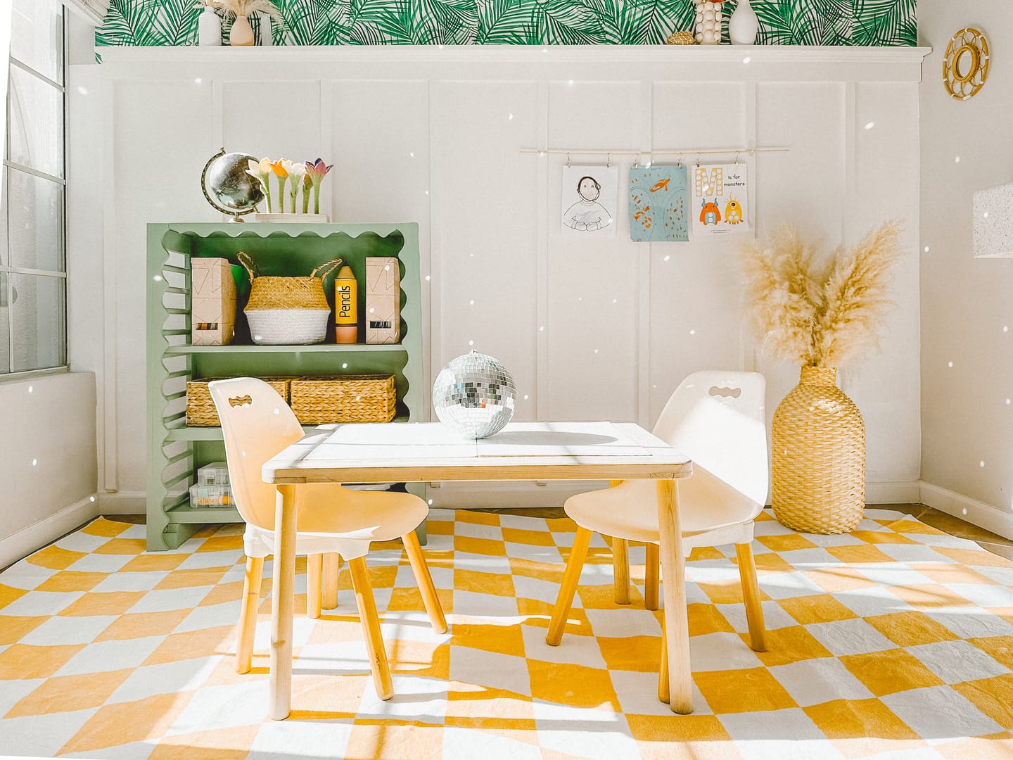 Customer photo review of Yellow Wavy Checkered Rug