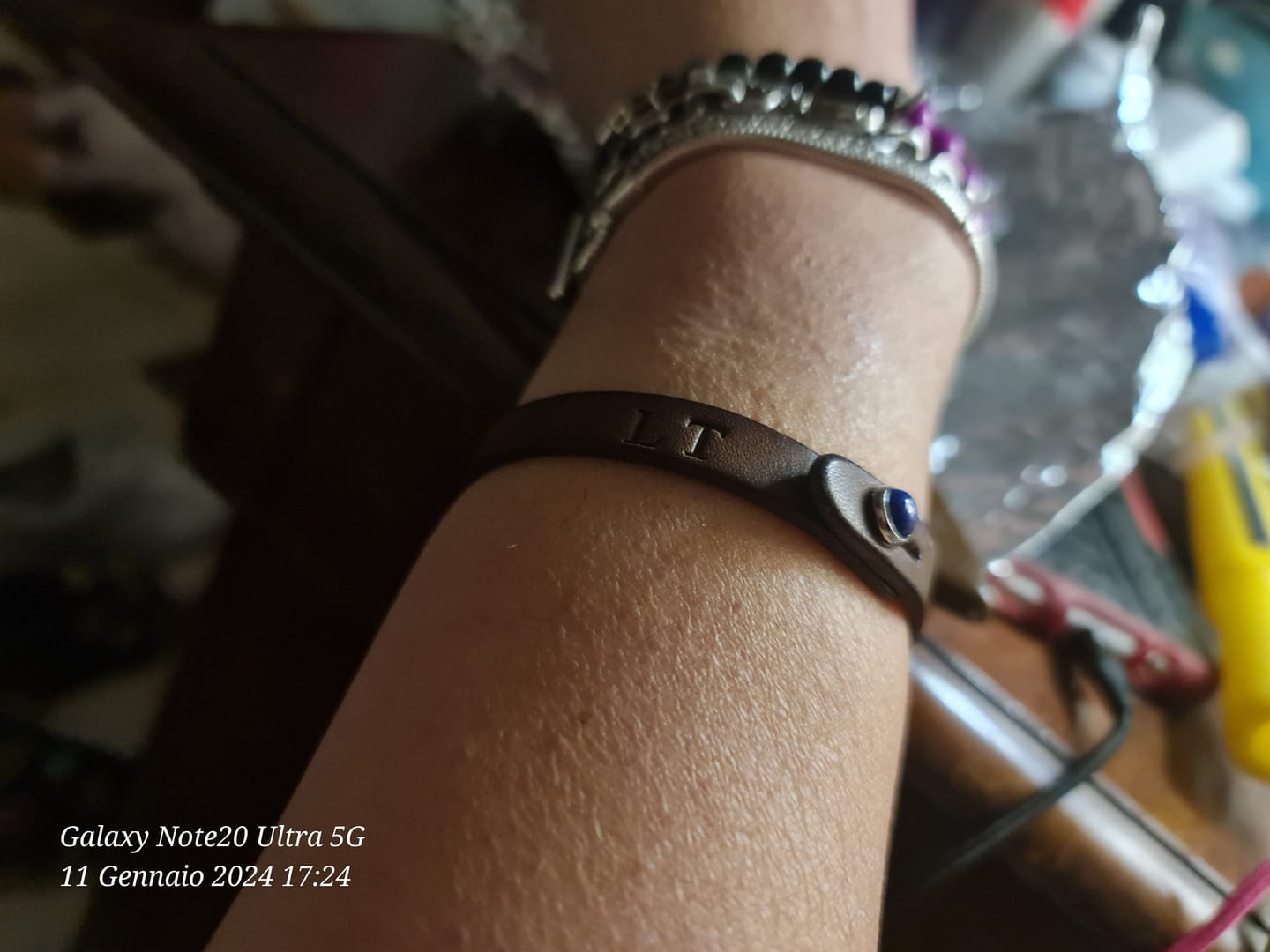 Customer photo review of Bracciale pelle io Lapislazzuli Tulsi