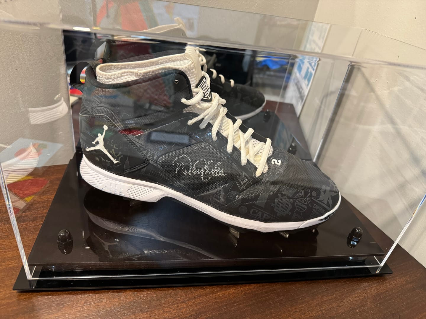 Customer photo review of Acrylic Large Single Shoe Display Case for Basketball Shoe, Soccer, Football Cleat - 15x8x9 Mirror No Wall Mounts (V11/A013)