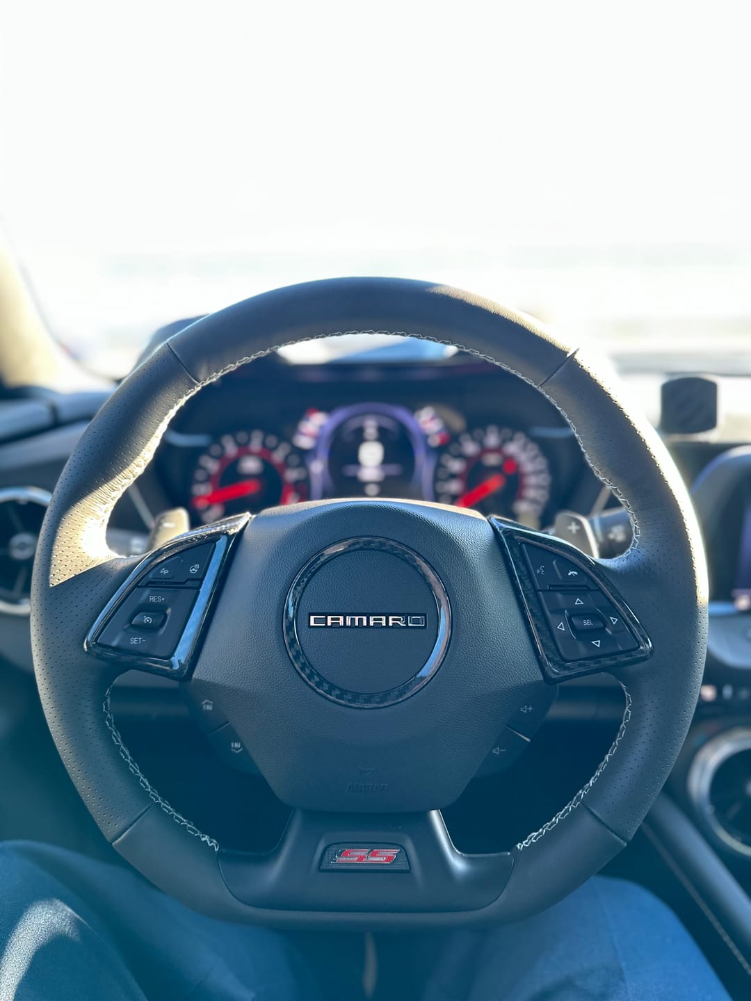 Customer photo review of 2016-2024 Camaro Steering Wheel and Airbag Chrome Delete Covers