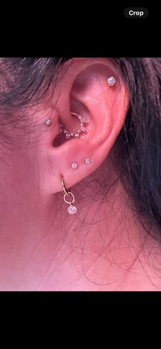 Customer photo review of Cartilage Hoop & Solitaire Crystal Charm