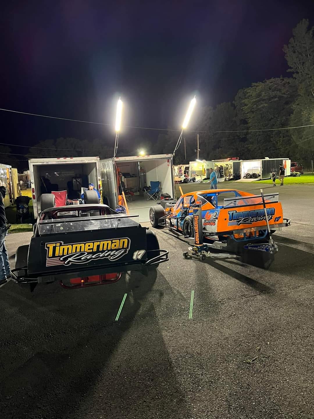 Customer photo review of Racing Trailer Pit Lights – Dual 10 Foot Pole 20,000 Lumens
