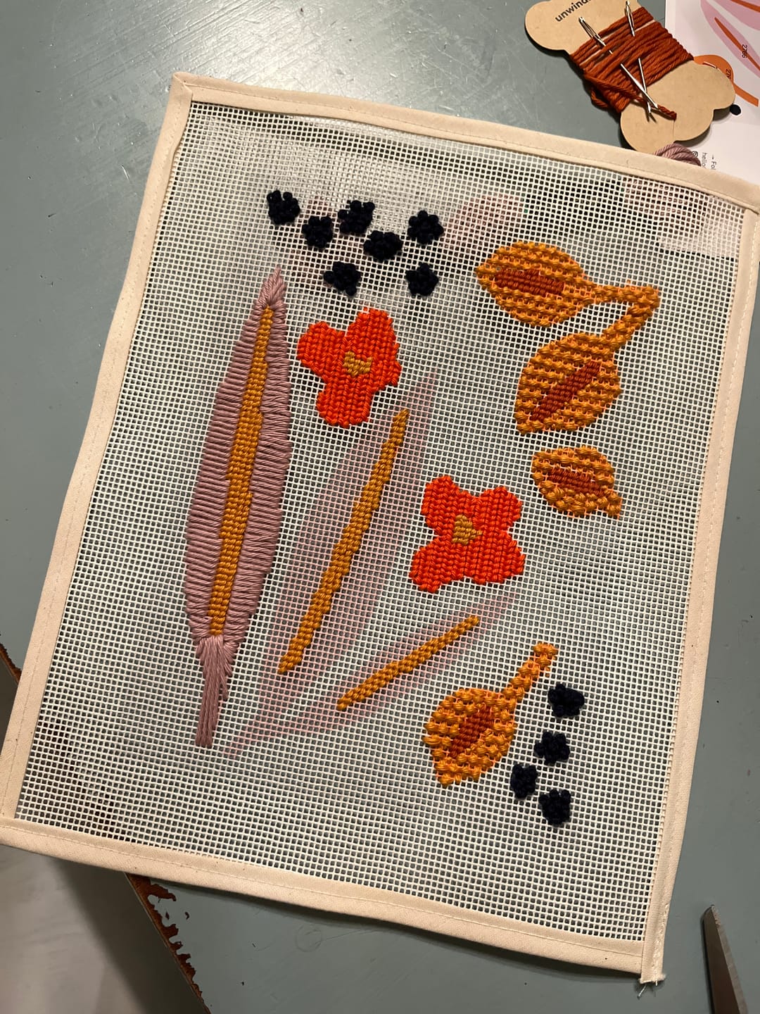 Customer photo review of Paper Flowers Beginner Needlepoint Kit