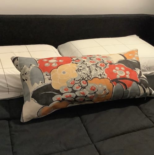 Customer photo review of Laura Floral Coral and Black Pillow Cover