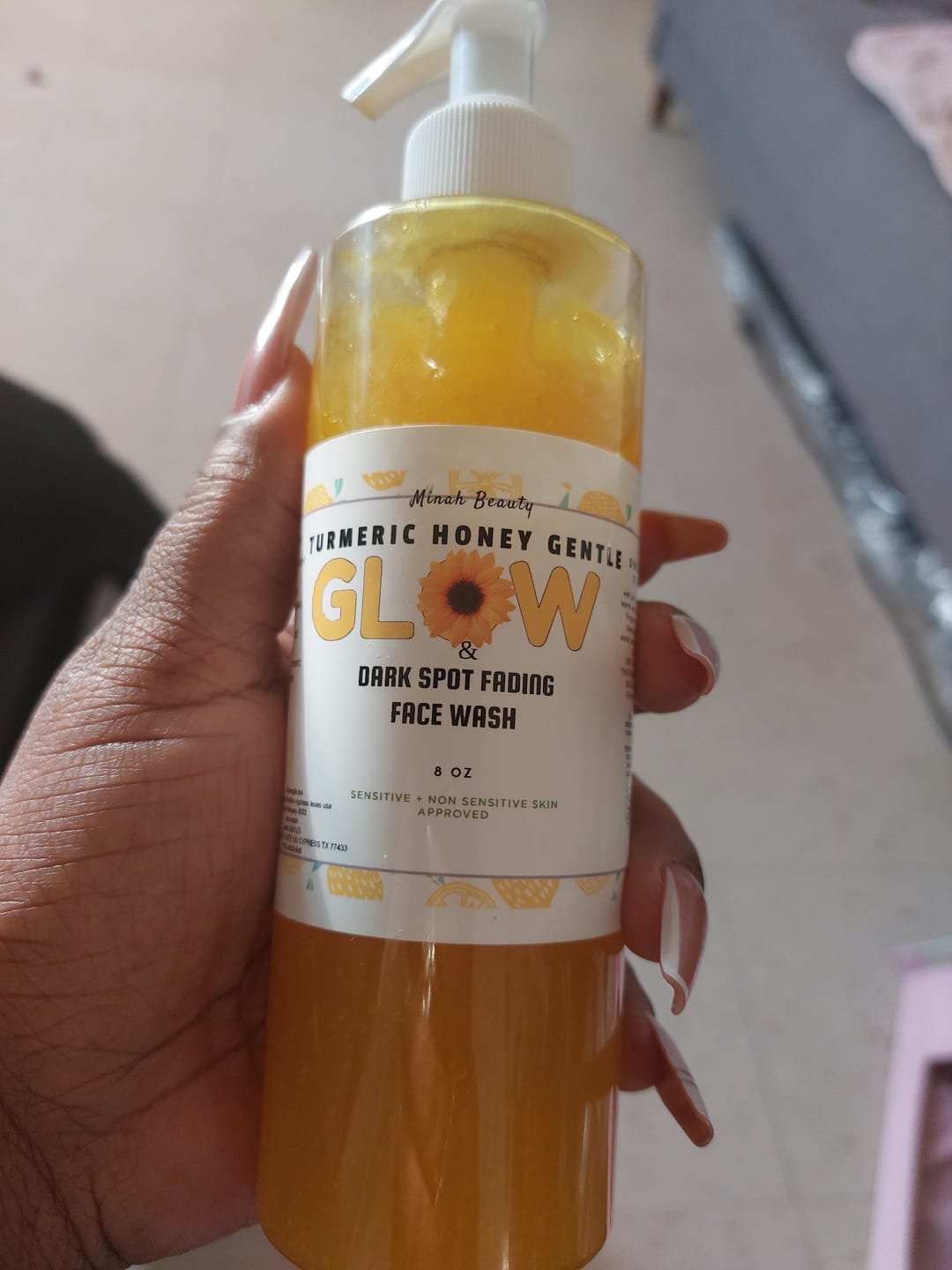 Customer photo review of Turmeric Glow wash for black spots,acne & glow