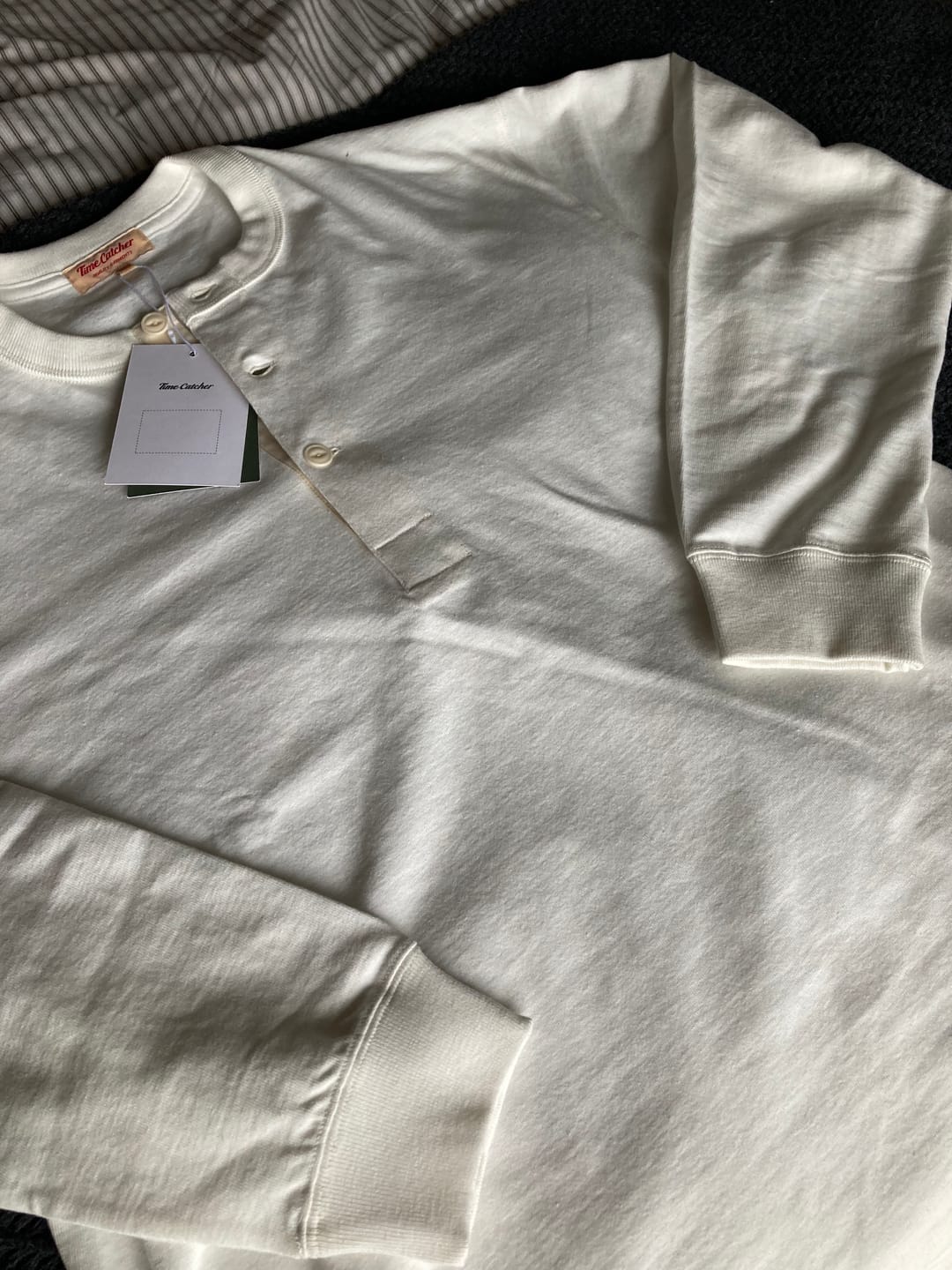 Customer photo review of 1930s 10.5 oz Cotton Loopwheel Tubular Henley Shirt - White
