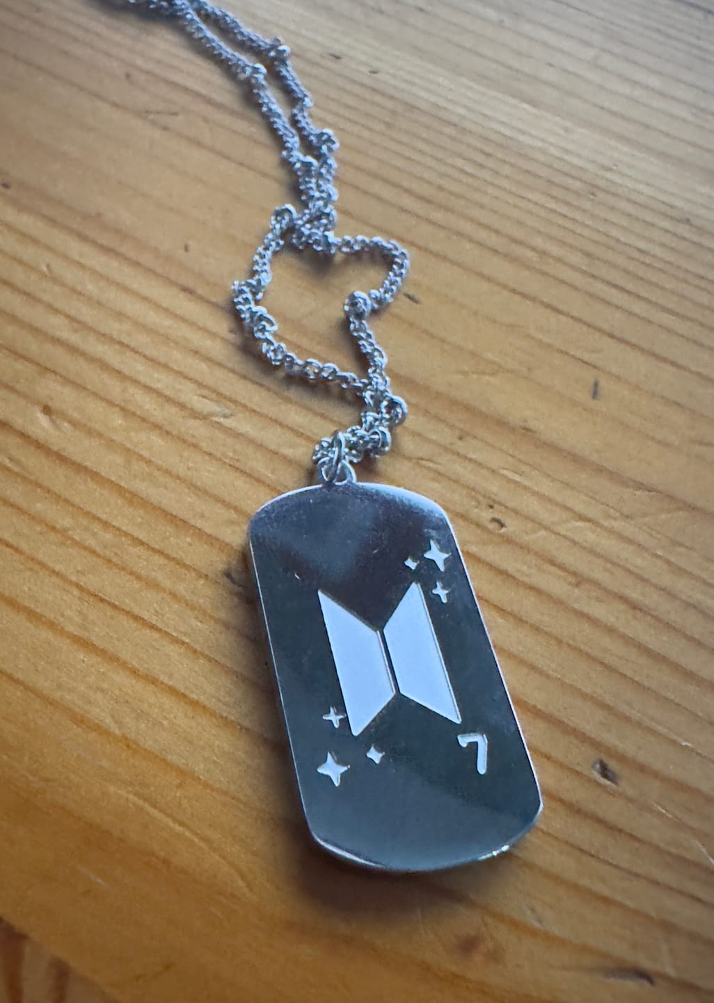 Customer photo review of BTS Army Name Tag Necklace