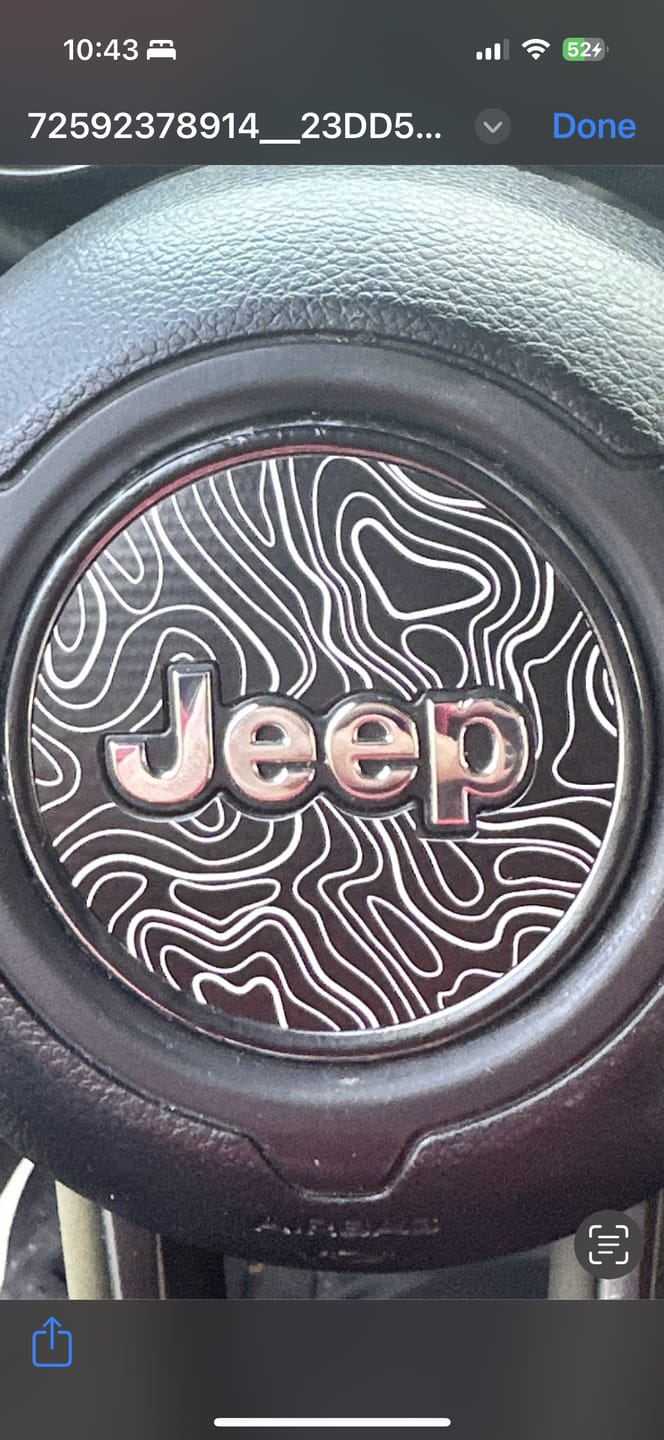 Customer photo review of Center Ring Steering Wheel Vinyl Overlay Cover for Jeep | Fits Jeep Models