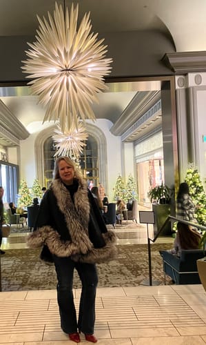 Customer photo review of Silver Fox Fur Cashmere Cape