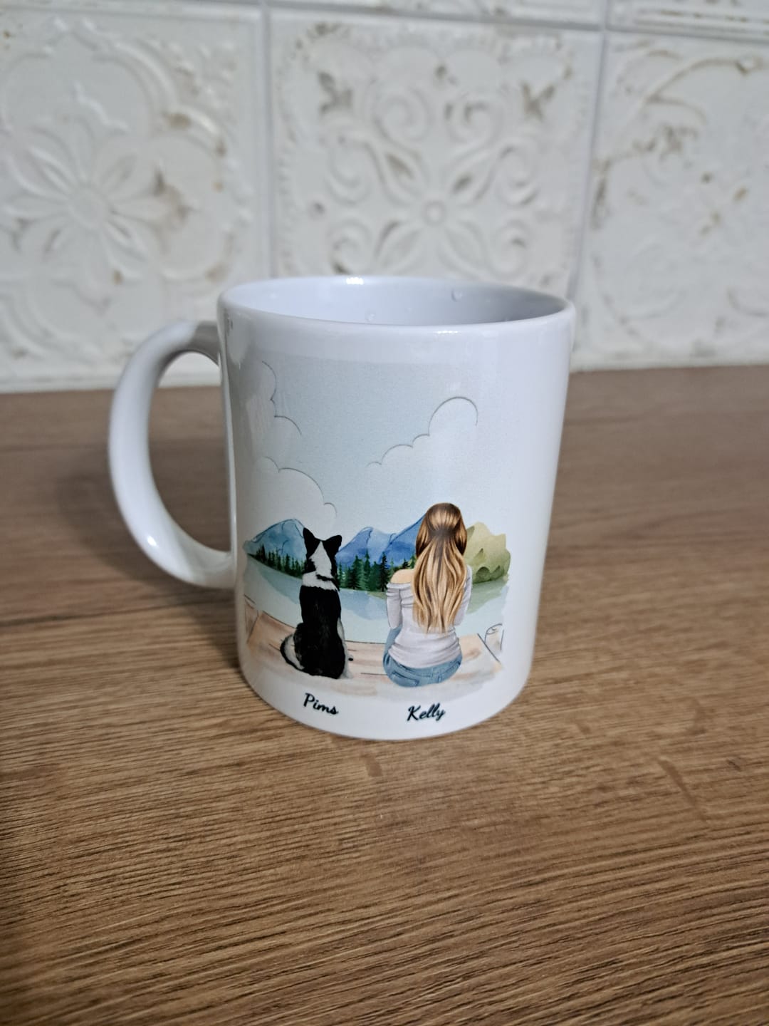 Customer photo review of Femme avec chien - Mug personnalisé