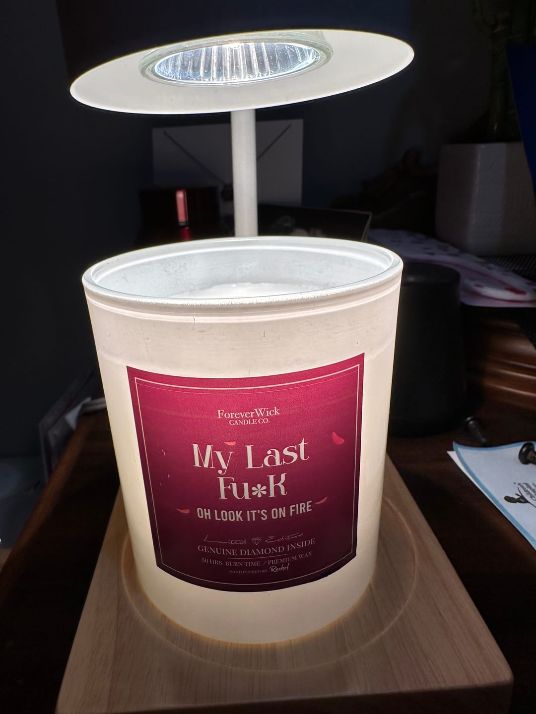 Customer photo review of My Last Fu**...Oh Look, It's on Fire Diamond Candle